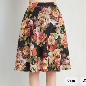 Modcloth Floral A-Line Skirt - Black and Multicolor